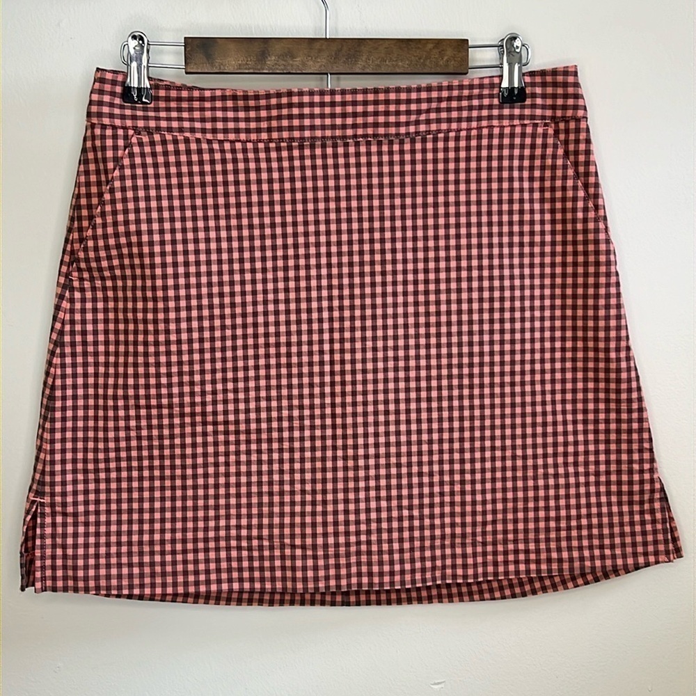 LADY HAGEN SALMON PINK AND GRAY PLAID GOLF MINI SKORT Size  8